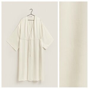NWT. Zara Home Cream 100% mulberry Silk Long Dressing Gown. Size S-M